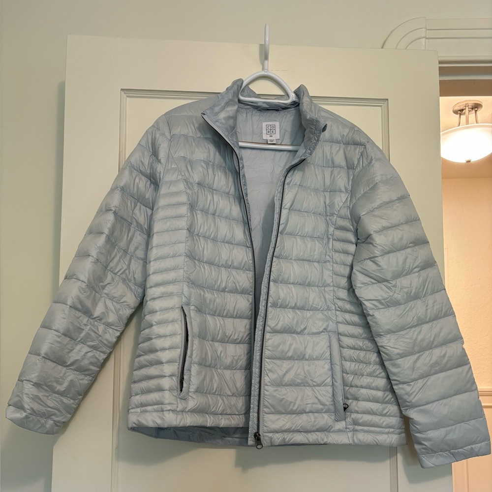 Icy Blue Light Puffer Jacket, Size Large